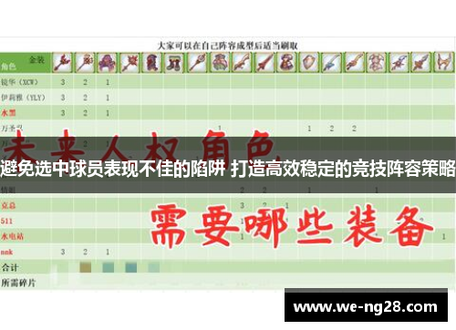 避免选中球员表现不佳的陷阱 打造高效稳定的竞技阵容策略